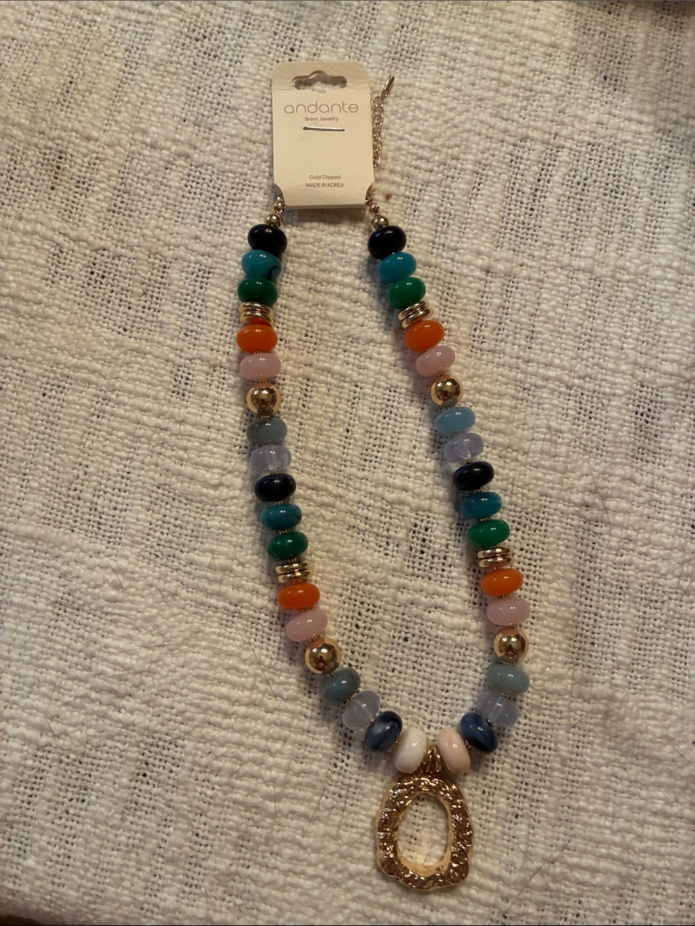Andante multi color stone with gold accent necklace